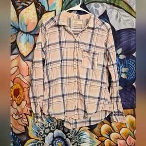 Womens Plaid Shirt in Blue and Creamy Pink